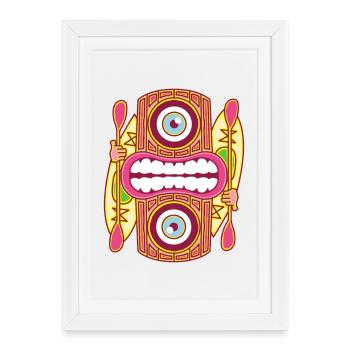 Tiki King rouge - Kayak - Affiche encadrée (27 × 37 cm) - blanc - Devant