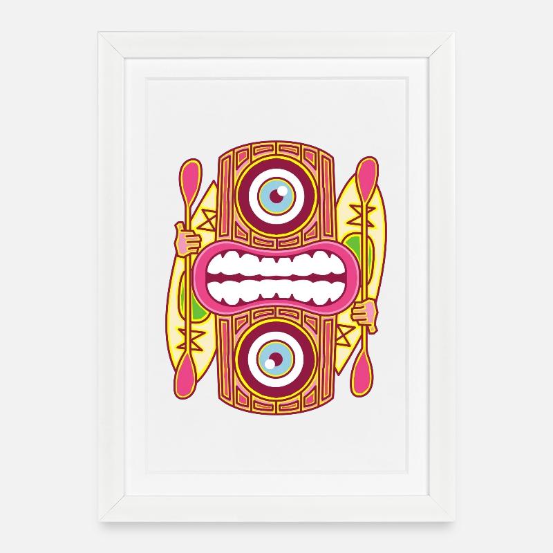 Red Tiki King - Kayak - Framed poster (27 × 37 cm) - white