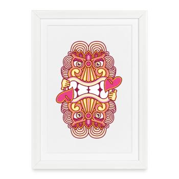 Tiki Queen Rouge - Anthurium - Affiche encadrée (27 × 37 cm) - blanc - Devant