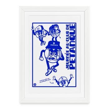 Journée au club de pétanque - style sud - Affiche encadrée (27 × 37 cm) - blanc - Devant