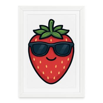 Cool Strawberry Summer Fruity Funny Satisfied - Framed poster (27 × 37 cm) - white - Front