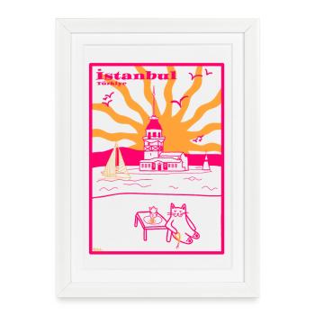 Istanbul Tour de Léandre Vibes été Boho - Affiche encadrée (27 × 37 cm) - blanc - Devant