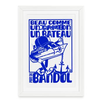 Mascotte rétro méditerranéenne bandol bateau - Affiche encadrée (27 × 37 cm) - blanc - Devant