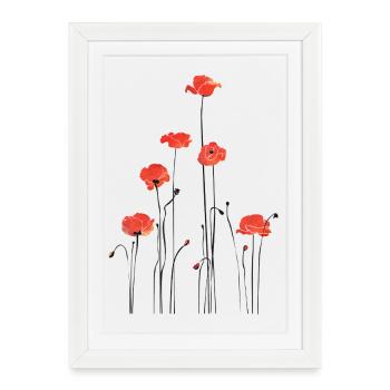 Abstract Poppies Illustration - Framed poster (27 × 37 cm) - white - Front