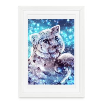 Affiche léopard des neiges - Affiche encadrée (27 × 37 cm) - blanc - Devant