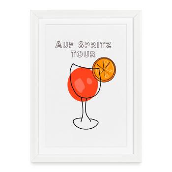 Joyride, Cocktail, Aperoli, Orange, Dessin - Affiche encadrée (27 × 37 cm) - blanc - Devant