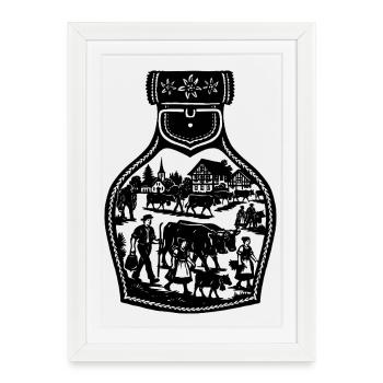 Alpabfahrt_black - Affiche encadrée (27 × 37 cm) - blanc - Devant