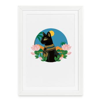 Bastet déesse egyptienne - Affiche encadrée (27 × 37 cm) - blanc - Devant