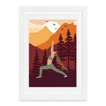 Lifestyle Yoga – Warrior Pose, Strength - Framed poster (27 × 37 cm) - white - Front