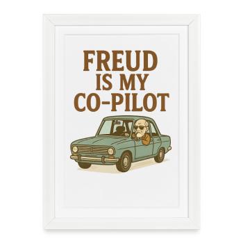 Freud est mon copilote - Affiche encadrée (27 × 37 cm) - blanc - Devant