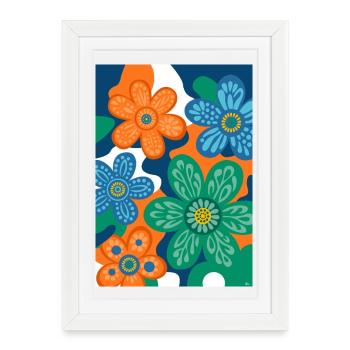 Fleurs vintage - Affiche encadrée (27 × 37 cm) - blanc - Devant