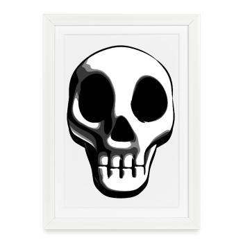 Design minimaliste du crâne en noir et blanc - Affiche encadrée (27 × 37 cm) - blanc - Devant