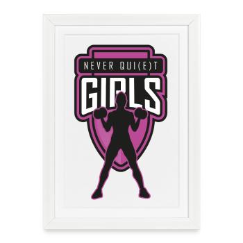 Strong girl power motif with dumbbells - Framed poster (27 × 37 cm) - white - Front