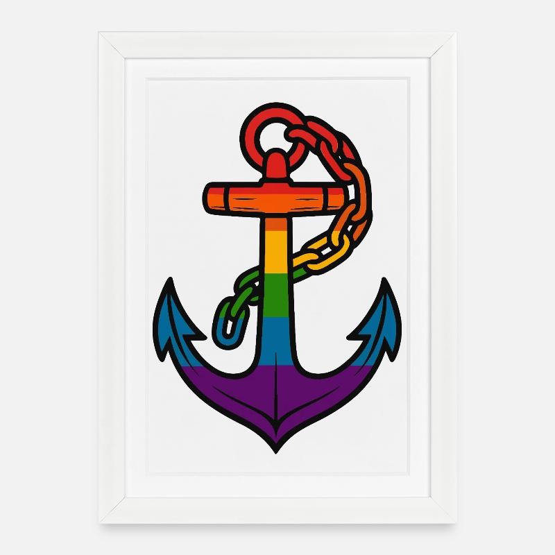 Rainbow Anchor with Gradient - Framed poster (27 × 37 cm) - white