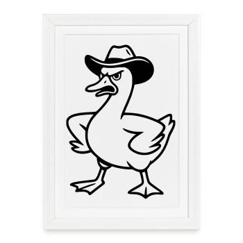 Funny angry goose with cowboy hat - Framed poster (27 × 37 cm) - white - Front