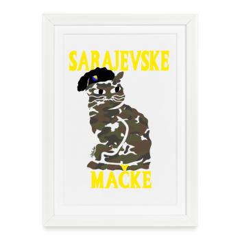 Chat Camouflage Sarajevo Militaire - Affiche encadrée (27 × 37 cm) - blanc - Devant