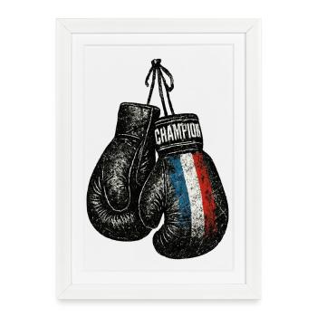 France Patriote - Gants de Boxe - Affiche encadrée (27 × 37 cm) - blanc - Devant