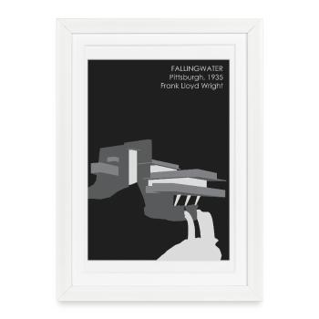 Architecture moderne : Fallingwater - Affiche encadrée (27 × 37 cm) - blanc - Devant