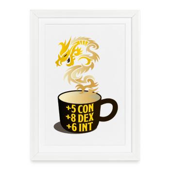 Dragon Steam RPG Stat Mug - Affiche encadrée (27 × 37 cm) - blanc - Devant
