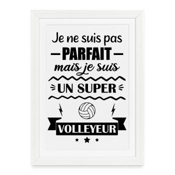 Super Volleyeur Sport Plage Volley - Affiche encadrée (27 × 37 cm) - blanc - Devant