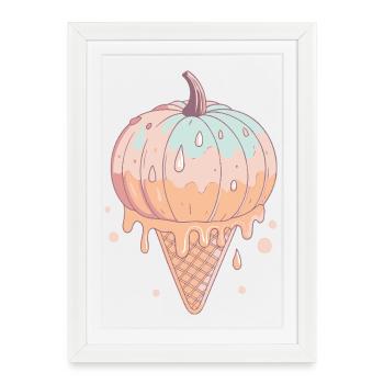 Citrouille Glacée Pastel - Affiche encadrée (27 × 37 cm) - blanc - Devant
