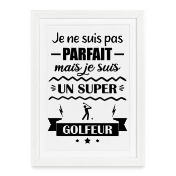 Super Golfer Passion Green Golf - Framed poster (27 × 37 cm) - white - Front