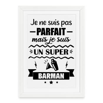 Not perfect but great bartender - Framed poster (27 × 37 cm) - white - Front