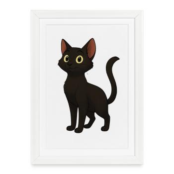 Black Cat Golden Eyes - Framed poster (27 × 37 cm) - white - Front