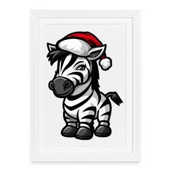 Zebra Weihnachten - Gerahmtes Poster (27 × 37 cm) - Weiß - Vorne