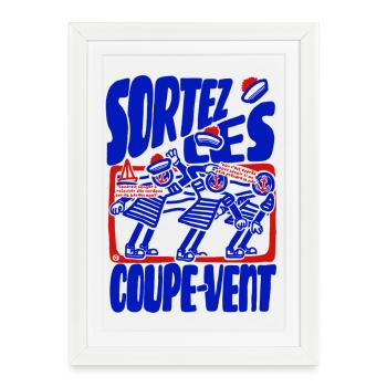 Sortez les coupe vent rétro bleu blanc rouge - Affiche encadrée (27 × 37 cm) - blanc - Devant
