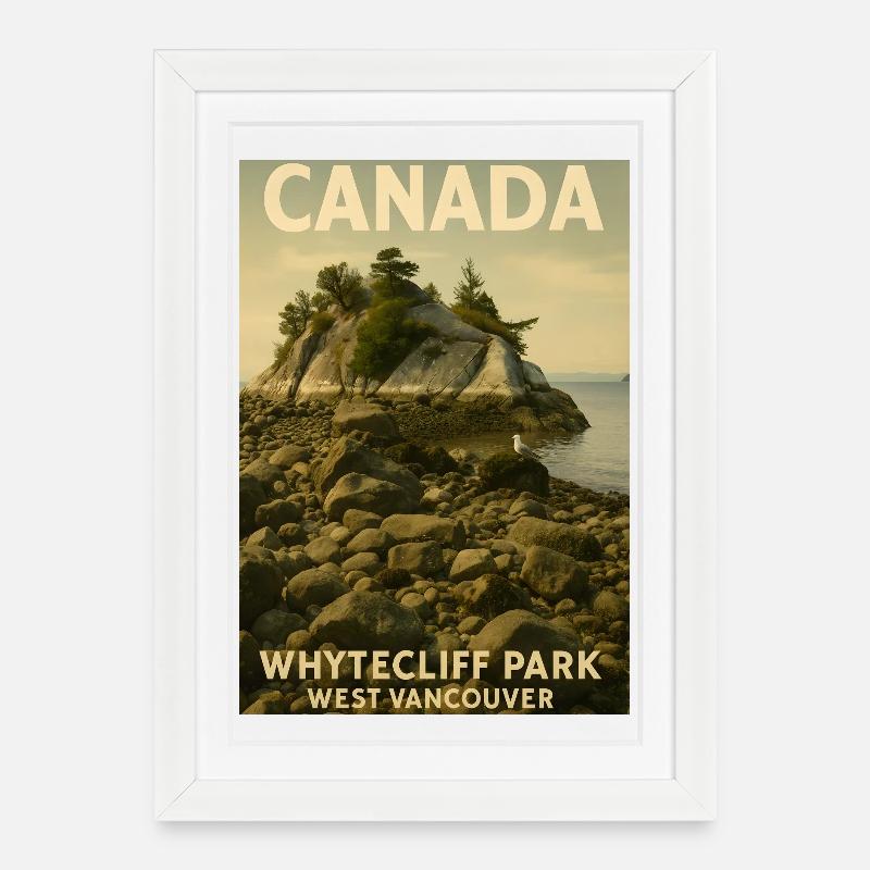 Whytecliff Park Coastline West Vancouver - Gerahmtes Poster (27 × 37 cm) - Weiß