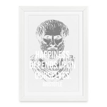 Citation du portrait du bonheur d’Aristote - Affiche encadrée (27 × 37 cm) - blanc - Devant