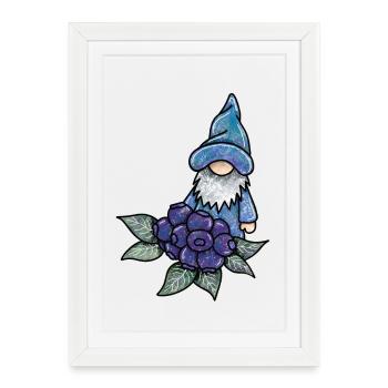 Nain aux myrtilles - Affiche encadrée (27 × 37 cm) - blanc - Devant