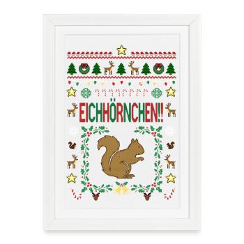 Attention squirrels, Christmas, presents - Framed poster (27 × 37 cm) - white - Front