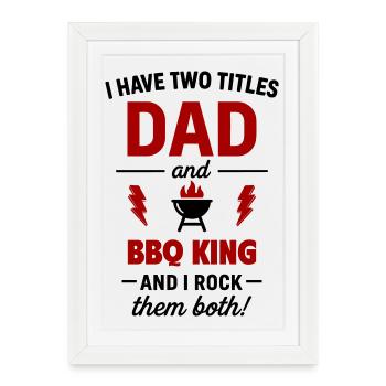 Papa Grillkönig Deux titres - Affiche encadrée (27 × 37 cm) - blanc - Devant