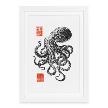 ink octopus in ink style - Framed poster (27 × 37 cm) - white - Front