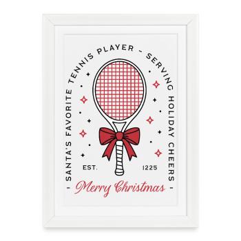 Tennis lovers funny merry Christmas greetings - Framed poster (27 × 37 cm) - white - Front