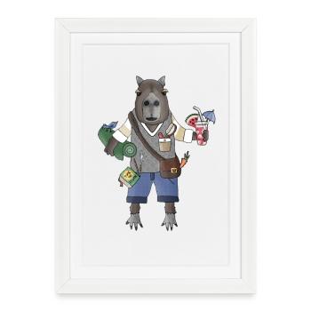 Capybara with yoga mat and book - Framed poster (27 × 37 cm) - white - Front