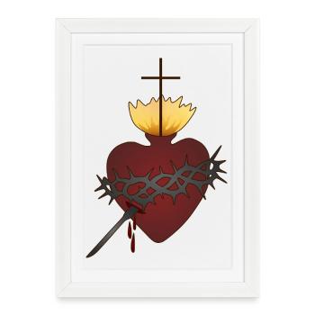 Sacred Heart with Crown of Thorns - Framed poster (27 × 37 cm) - white - Front