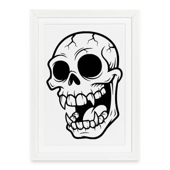 Mad Vampire Skull - Framed poster (27 × 37 cm) - white - Front