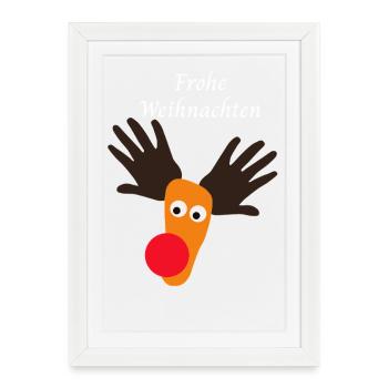 Renne de Noël - Affiche encadrée (27 × 37 cm) - blanc - Devant
