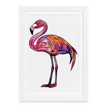 Flamingo Colorful - Framed poster (27 × 37 cm) - white - Front