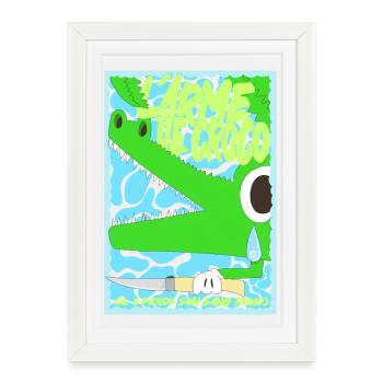 L'arme de Crocodile Jeu de mots Graffiti Rigolo - Affiche encadrée (27 × 37 cm) - blanc - Devant
