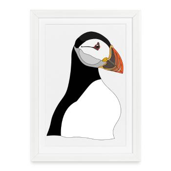 Empreinte de tête de macareux - Affiche encadrée (27 × 37 cm) - blanc - Devant