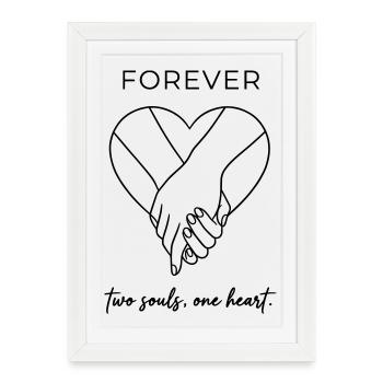 Two Souls One Heart - Forever Valentine Minimalist - Affiche encadrée (27 × 37 cm) - blanc - Devant