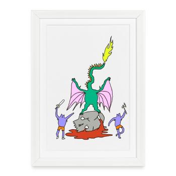 Dragon Fighter - Framed poster (27 × 37 cm) - white - Front
