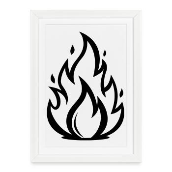 Symbole de Flamme de Feu | Motif des flammes minimales - Affiche encadrée (27 × 37 cm) - blanc - Devant