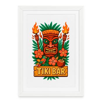 Tiki Bar Vibes - Tropical Style - Affiche encadrée (27 × 37 cm) - blanc - Devant