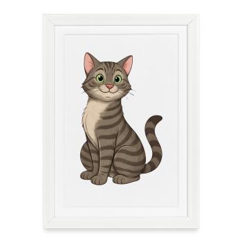Adorable cartoon tabby cat - Framed poster (27 × 37 cm) - white - Front