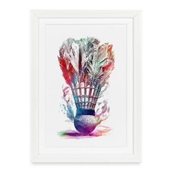 Badminton shuttlecock sport art #badminton - Framed poster (27 × 37 cm) - white - Front